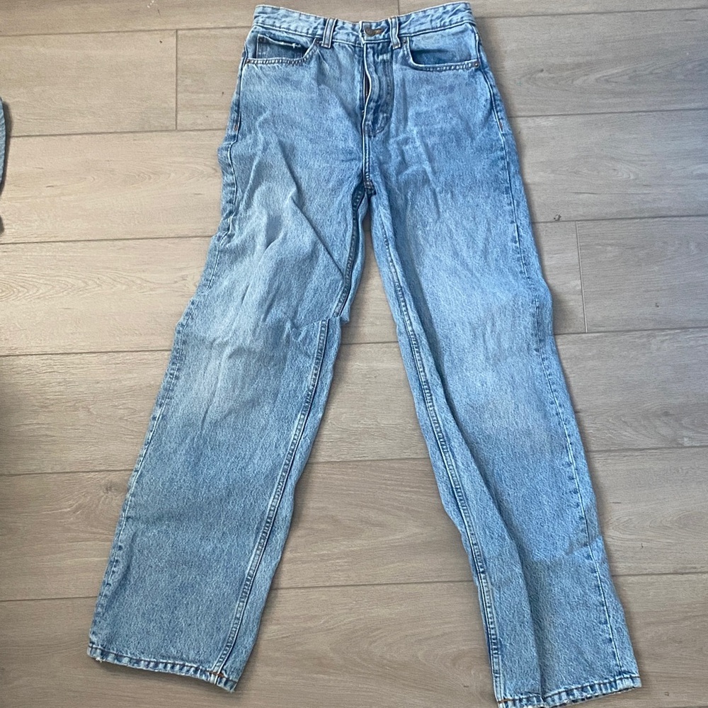 Zara Light Blue High Rise Wide Leg Jeans